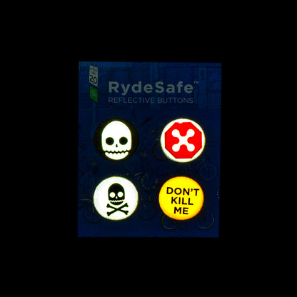 RydeSafe Reflective Buttons Kits - Gnarly Theme (4 PACK)